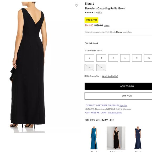 NWOT Eliza J Sleeveless Cascading-Ruffle Gown - Picture 15 of 16